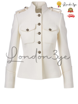 Women White Safari Military Jacket 